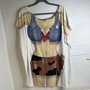 Vintage Sexy Cowgirl Western Costume Graphic Shirt OS